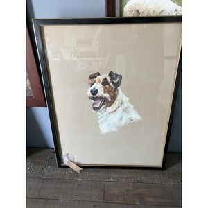 VTG Pastels Chalk Art Drawing Jack Russell Terrier Dog Art Picture Signed Dave